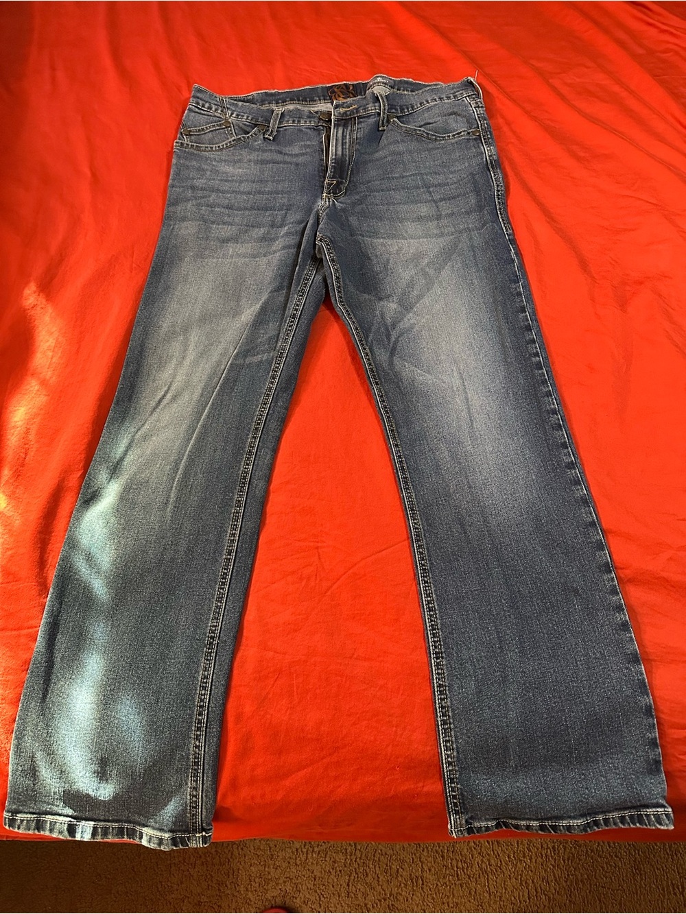 Rock & Republic Men’s Jeans 38x32 Blue Embroidered Pocket Straight Leg